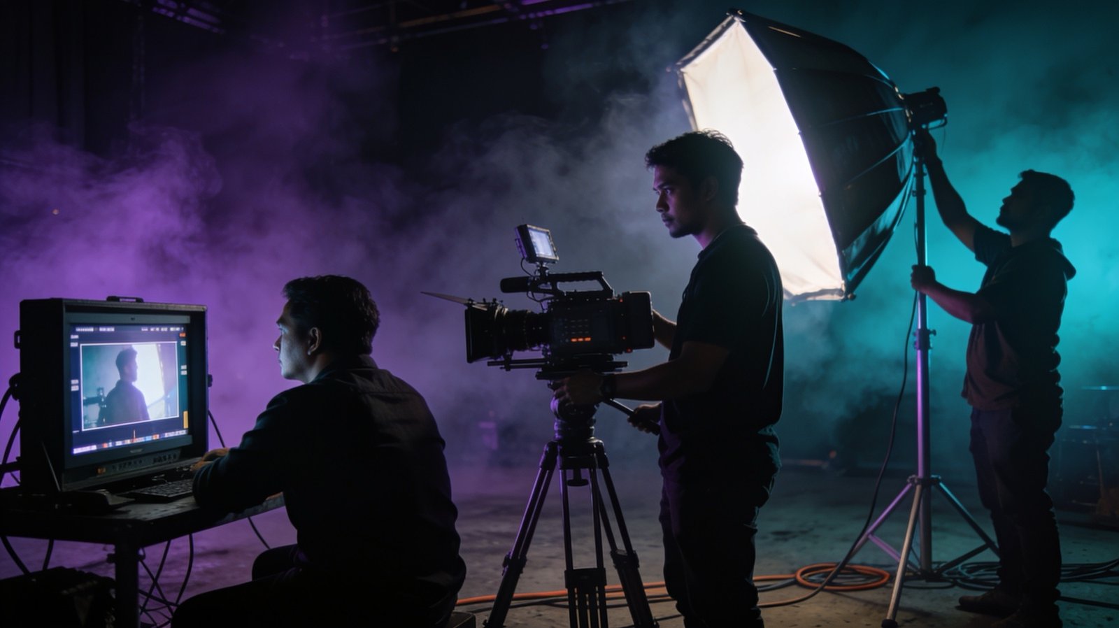 Film crew on set